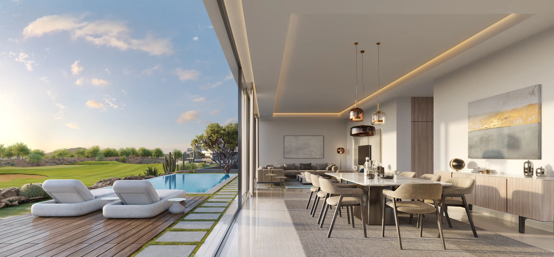 Fairway Villas private terrace and pool overlooking golf course AIDA City