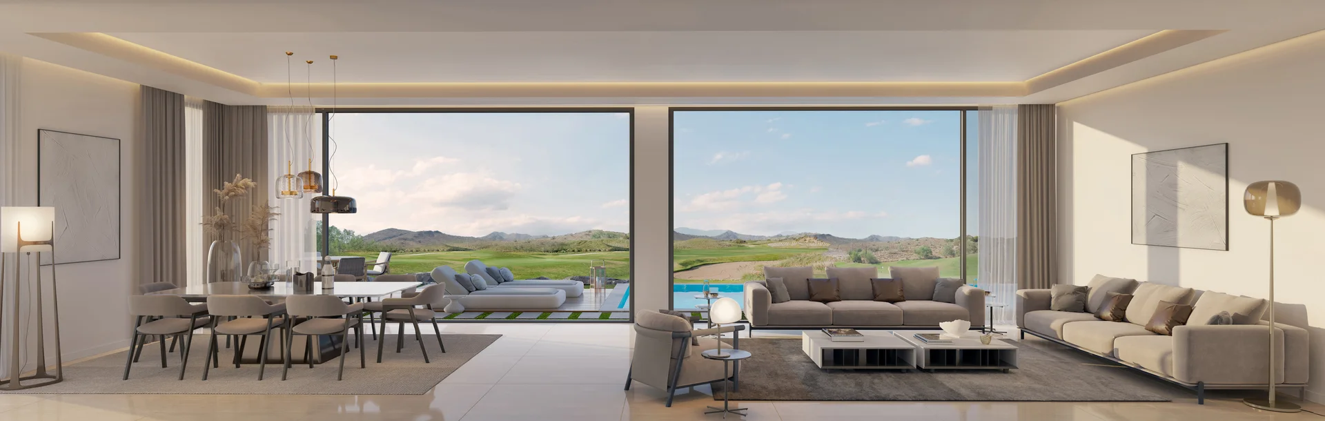 Fairway Villas luxury living area interior design AIDA City Muscat