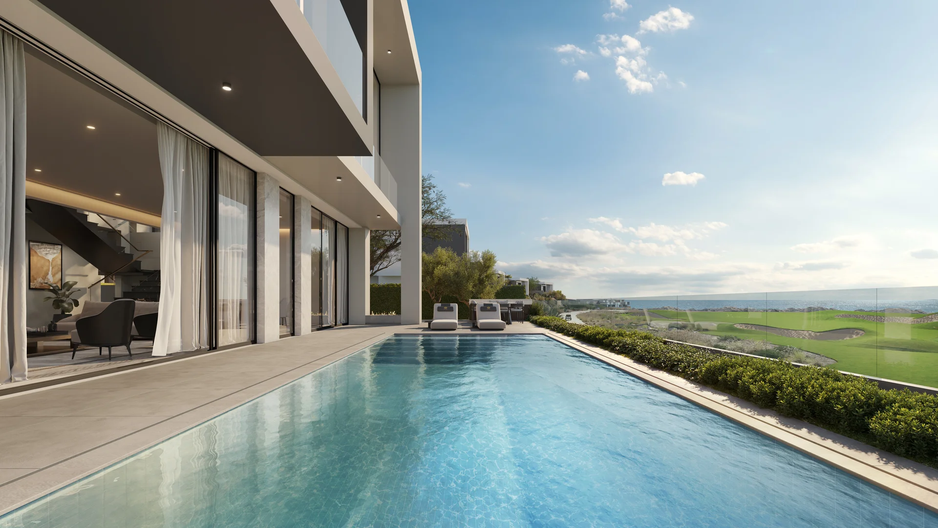 Luxury villa terrace overlooking championship golf course AIDA City