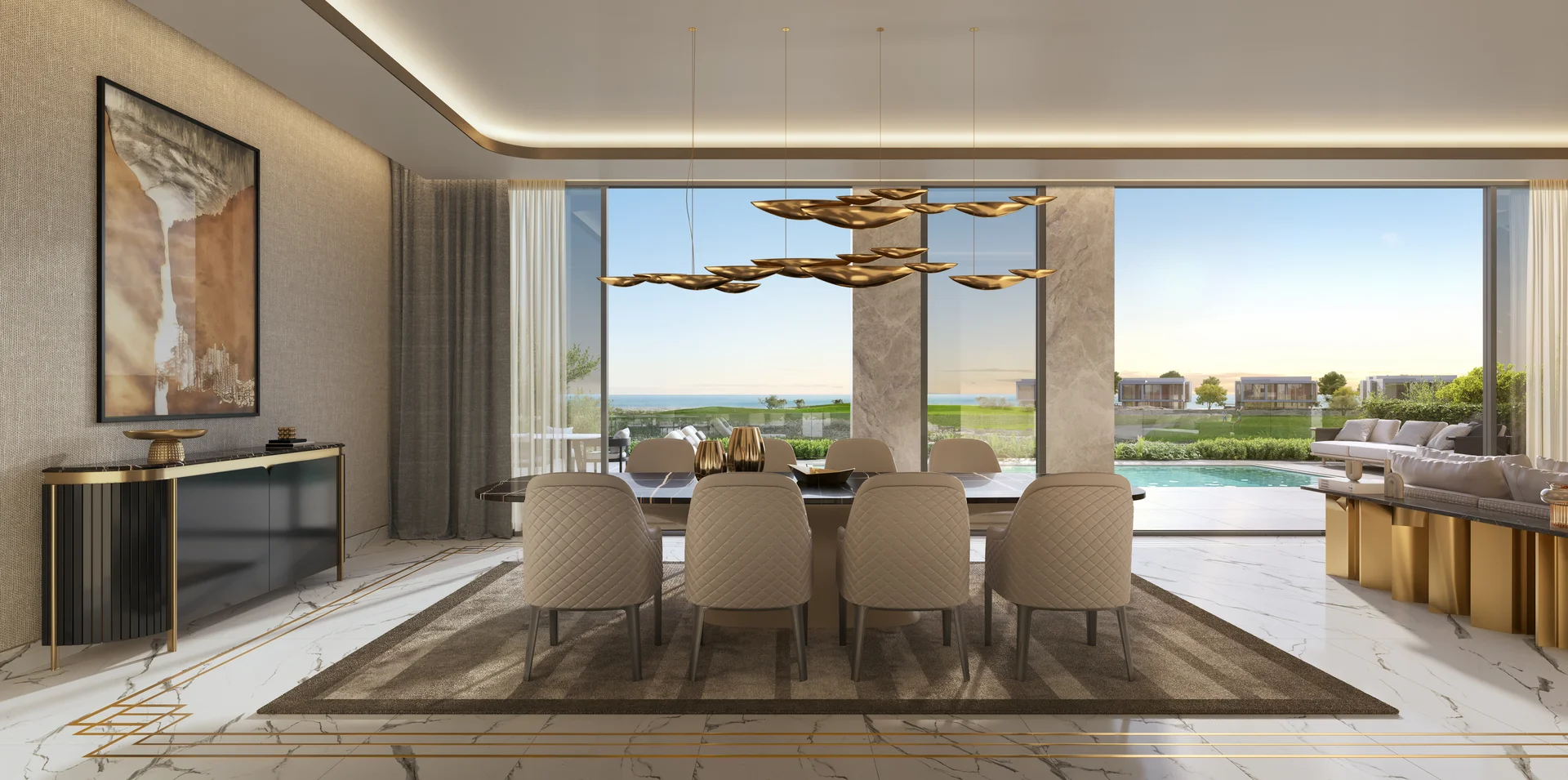 Luxury villa dining room interior design AIDA City Muscat