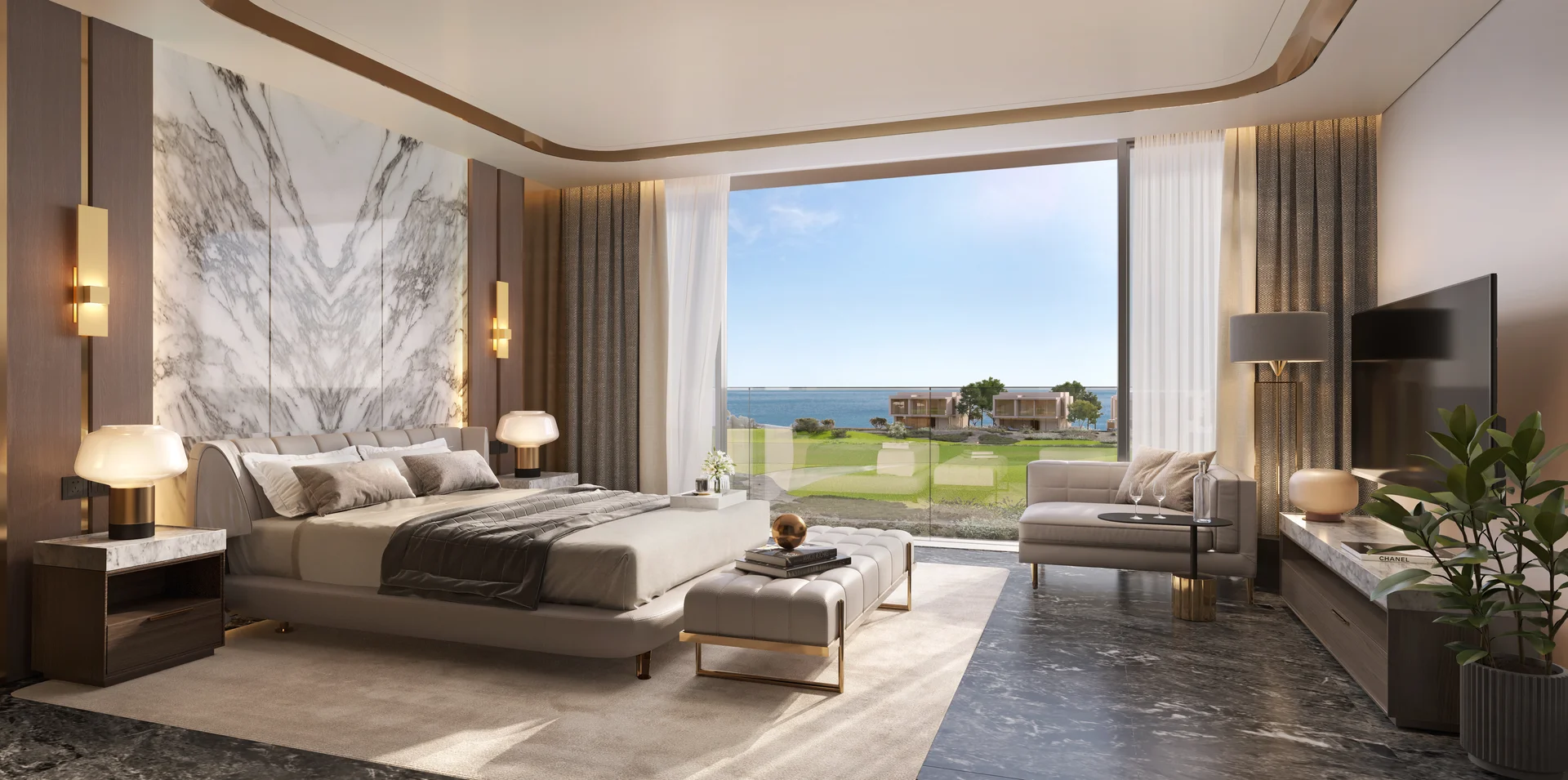 Luxury villa master bedroom interior AIDA City Oman